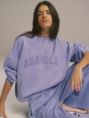 Varsity Oversized Sweatshirt - Washed Lavender